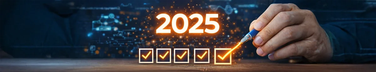 A hand with a pen ticking the check-boxes