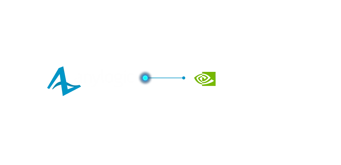 AnyLogic and NVIDIA Omniverse logos