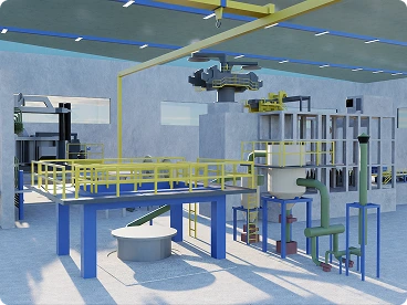 Screenshot of metal production AnyLogic model in NVIDIA Omniverse