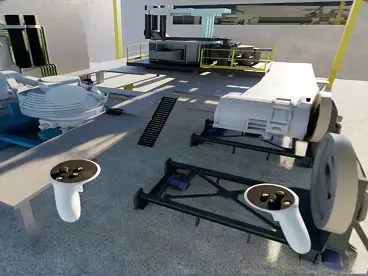 Screenshot of walking through AnyLogic model in NVIDIA Omniverse