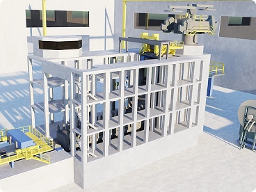 Screenshot of realistic effects in AnyLogic model of metal production