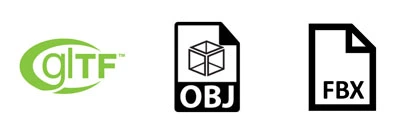 glTF, obj, and fbx formats