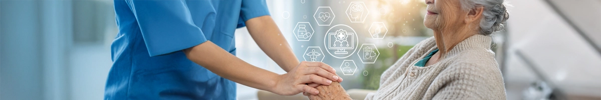 A doctor gives support to a patient with Parkinsonian disease