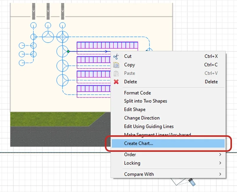 The dialogue menu to create a chart for an aisle