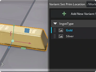 Screenshot of editing variant set in NVIDIA Omniverse