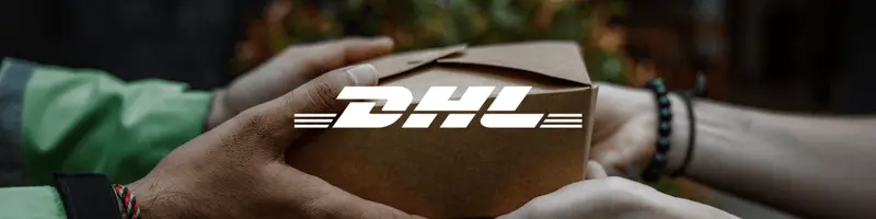 DHL logo and an image of a delivery