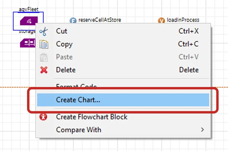 Dialogue menu for the AGV fleet block