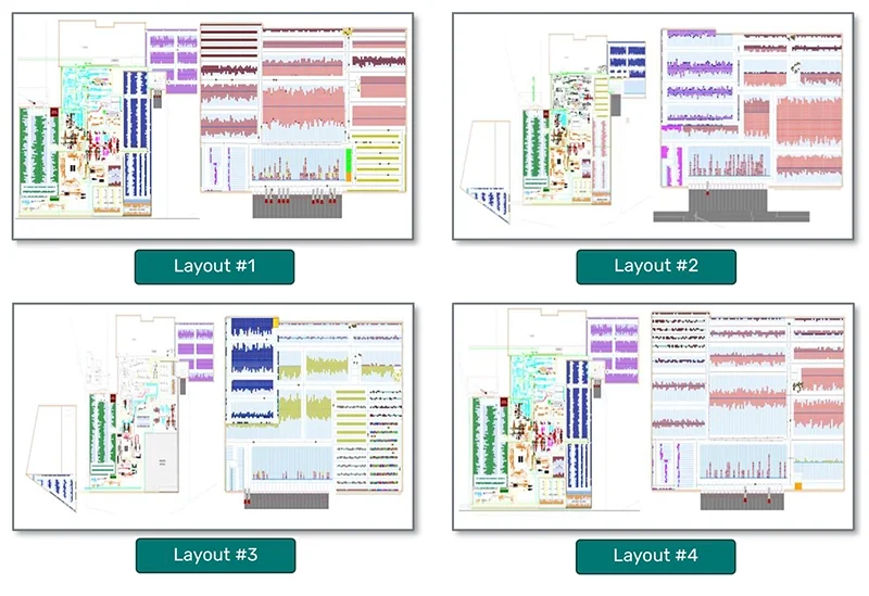 Four facility layout designs for Sogrape