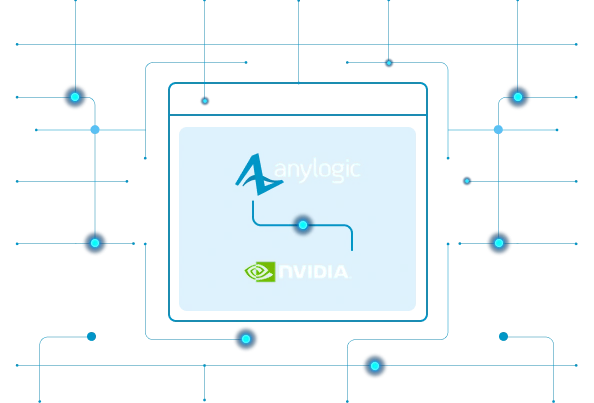 Connected AnyLogic and NVIDIA logos